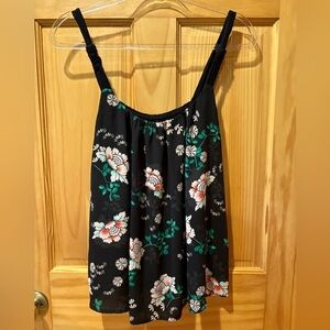 Maurices Shirt Women's Junior Black Floral Size L Large Strap Sleeveless